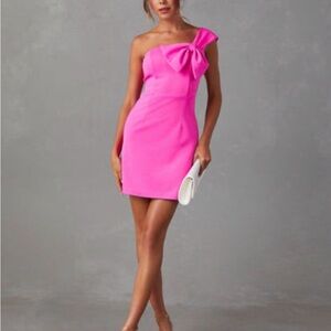 Lena Hot Pink - 1 Shoulder Cocktail Dress - WORN ONCE